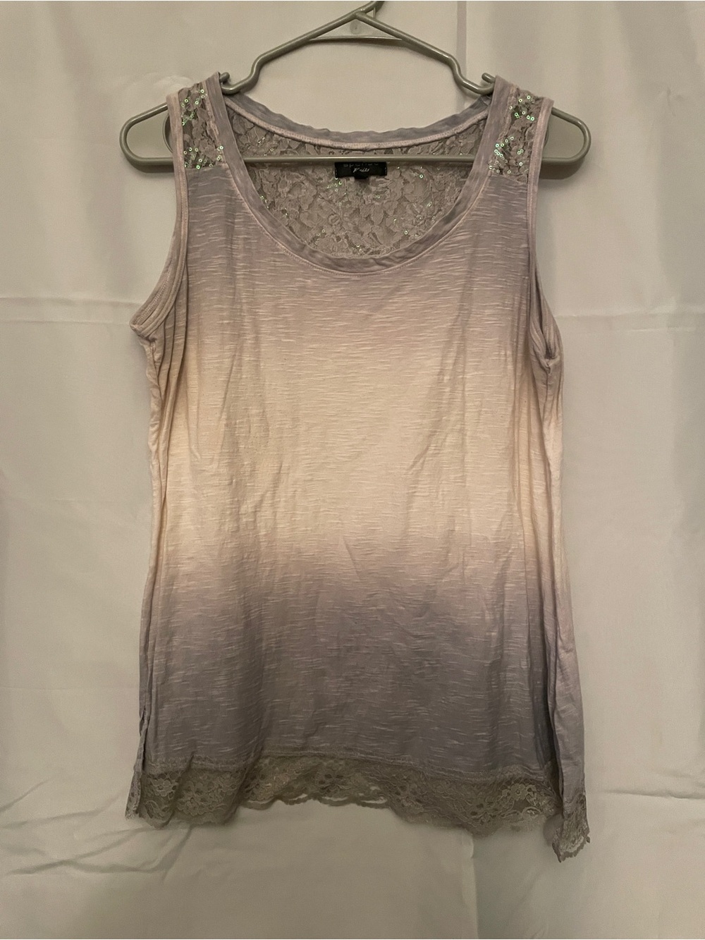 Spence Knits L Sleeveless Ombre Lace-Trim Tank Top - Light Lavender Women